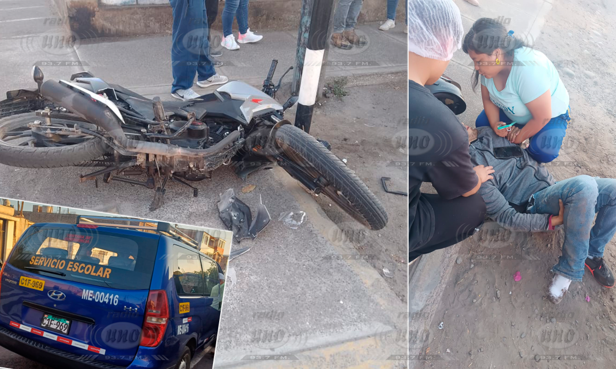 Motorizado resulta herido tras choque cruce de calle Cajamarca con Rosa Ara
