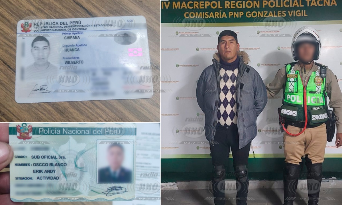 Sujeto detenido por presunta suplantación de identidad al presentar carnet de efectivo policial vigente