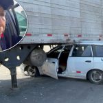 Adulto mayor salva de morir aplastado en choque contra tráiler 