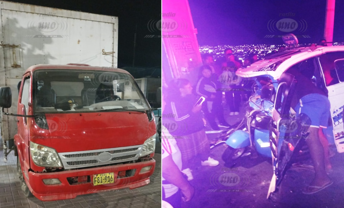 Mototaxista queda atrapado tras impactar contra camión