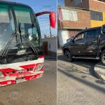 Chilena resulta herida en choque de bus y camioneta